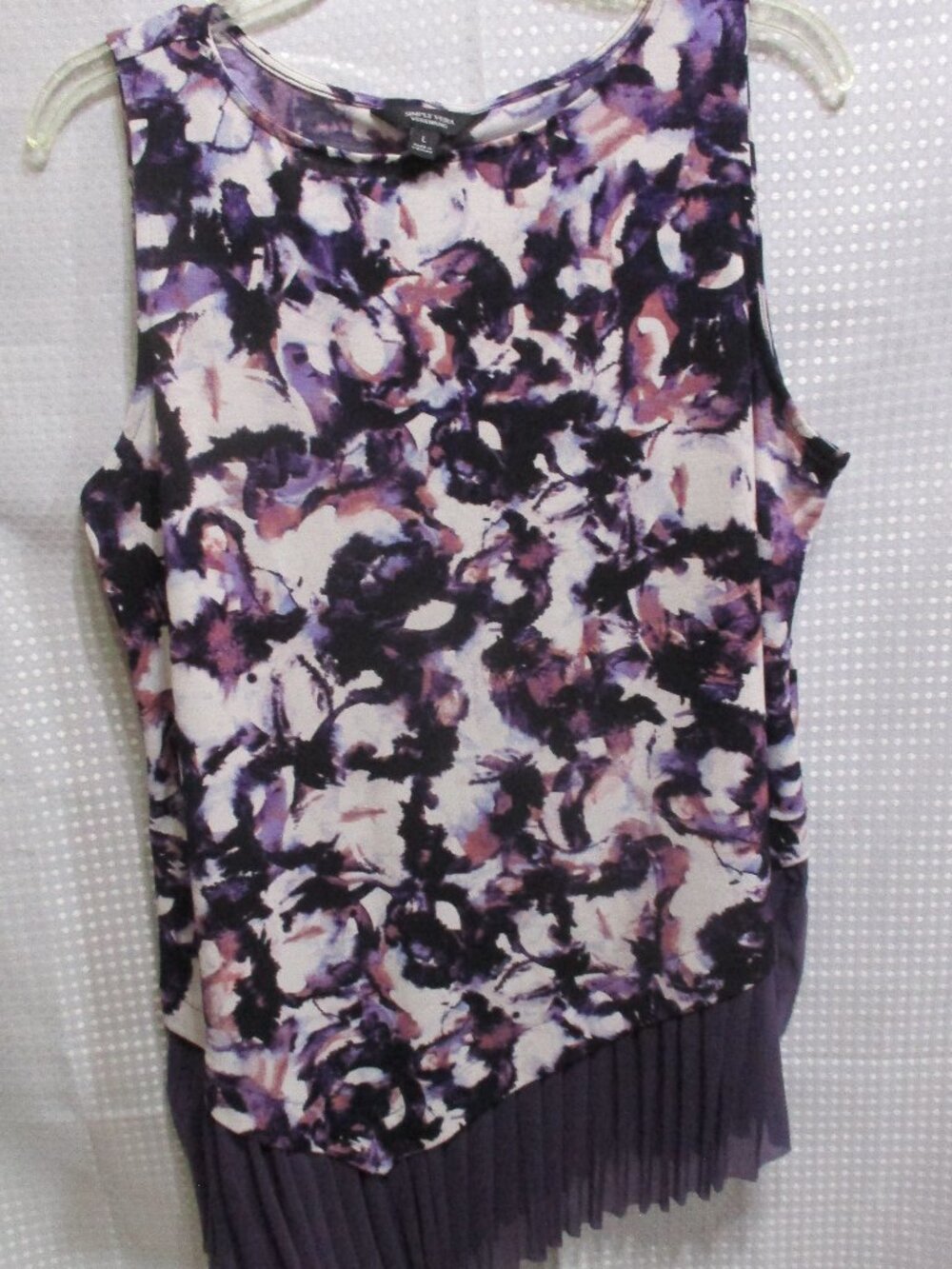 Simply Vera Wang Asymmetrical Hem Scoop Neck Multicolor Sleeveless Top  Sz. L